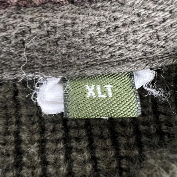 Eddie Bauer Mens XLT Olive Green Ribbed Cotton Henley Sweater Mock Neck 2869 - Picture 3 of 8